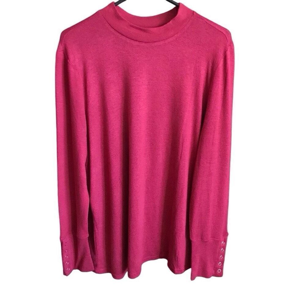 Rafaella Red long sleeve Sweater snap sleeve New with tags 2XL